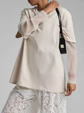Load image into Gallery viewer, Faux Layered Round Neck Mesh Sleeve Top
