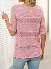 Load image into Gallery viewer, Mandy Openwork Round Neck Half Sleeve Knit Top
