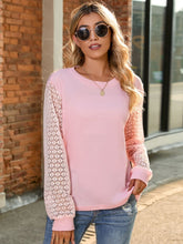 Load image into Gallery viewer, Full Size Round Neck Lace Long Sleeve T-Shirt Plus Size
