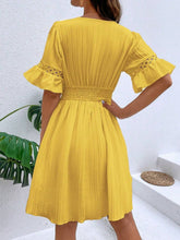 Load image into Gallery viewer, Cutout V-Neck Flounce Sleeve Mini Dress
