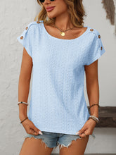 Load image into Gallery viewer, Mandy Eyelet Round Neck Short Sleeve Top
