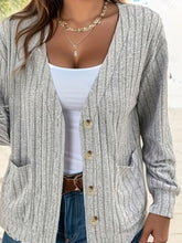 Load image into Gallery viewer, Full Size Button Up V-Neck Long Sleeve Cardigan

