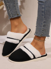 Load image into Gallery viewer, Contrast Faux Fur Round Toe Slippers
