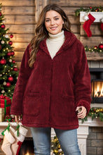 Load image into Gallery viewer, Plus Size Zip Up Long Sleeve Hooded Outerwear
