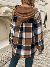 Load image into Gallery viewer, Devine Drawstring Plaid Long Sleeve Hoodie
