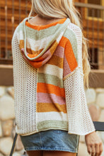 Load image into Gallery viewer, Openwork Color Block Hooded Sweater
