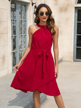 Load image into Gallery viewer, Tied Round Neck Sleeveless Dress
