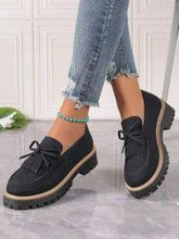 Load image into Gallery viewer, PU Leather Bow Platform Loafers
