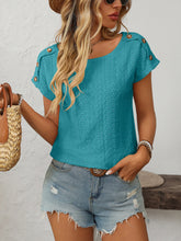 Load image into Gallery viewer, Mandy Eyelet Round Neck Short Sleeve Top
