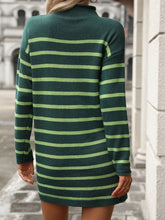 Load image into Gallery viewer, Striped Mock Neck Long Sleeve Mini Dress
