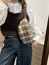 Load image into Gallery viewer, Plaid Adjustable Strap Crossbody Bag
