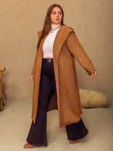 Load image into Gallery viewer, Plus Size Tied Long Sleeve Hooded Coat with Pockets
