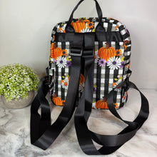 Load image into Gallery viewer, Mini Backpack - Halloween - Plaid Pumpkin Floral - PREORDER
