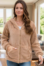 Load image into Gallery viewer, Zip Up Long Sleeve Fuzzy Hooded Outerwear

