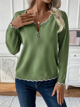 Load image into Gallery viewer, Contrast Trim Quarter Zip Long Sleeve Knit Top

