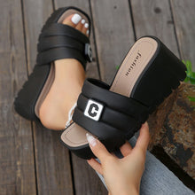 Load image into Gallery viewer, Letter Trim Wedge Sandals
