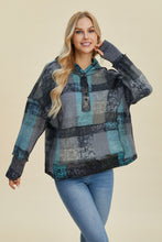 Load image into Gallery viewer, Double Take Full Size Plaid Dropped Shoulder Hoodie
