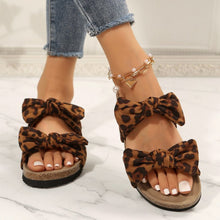 Load image into Gallery viewer, Leopard Double Bow Open Toe Sandals
