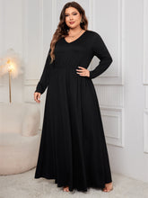 Load image into Gallery viewer, Plus Size Cutout V-Neck Long Sleeve Maxi Dress
