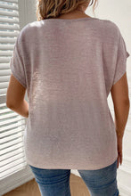 Load image into Gallery viewer, Plus Size Decorative Button Round Neck Short Sleeve T-Shirt
