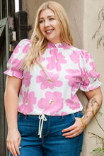 Load image into Gallery viewer, Plus Size Printed Round Neck Short Sleeve Top
