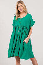 Load image into Gallery viewer, SAGE + FIG Full Size Button Up Short Sleeve Dress
