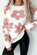 Load image into Gallery viewer, Flower Round Neck Long Sleeve Knit Top
