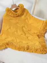 Load image into Gallery viewer, Fuzzy Hem Cable-Knit Poncho
