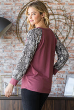 Load image into Gallery viewer, Heimish Full Size Snakeskin Print Raglan Sleeve Half Button Top
