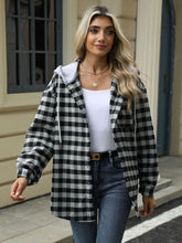 Load image into Gallery viewer, Drawstring Plaid Long Sleeve Hooded Jacket
