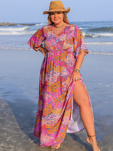 Load image into Gallery viewer, Plus Size Slit Printed Half Sleeve Dress
