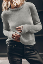 Load image into Gallery viewer, Ribbed Hem Round Neck Long Sleeve Sweater
