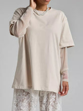 Load image into Gallery viewer, Faux Layered Round Neck Mesh Sleeve Top
