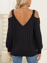 Load image into Gallery viewer, Cable-Knit V-Neck Long Sleeve Sweater
