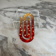 Load image into Gallery viewer, Jumbo Paperclip - Red Gold Ombre Glitter
