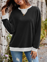Load image into Gallery viewer, Contrast Round Neck Long Sleeve Sweatshirt
