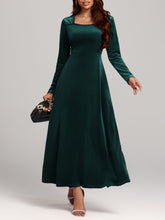 Load image into Gallery viewer, Square Neck Long Sleeve Velvet Dress
