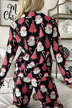 Load image into Gallery viewer, Christmas Printed Collared Neck Top and Pants Lounge Set
