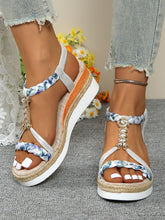 Load image into Gallery viewer, Contrast Woven Wedge Sandals
