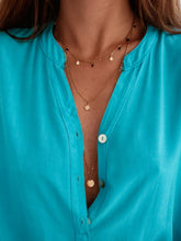 Load image into Gallery viewer, Half Button Notched Half Sleeve Blouse
