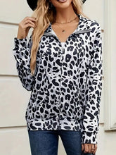 Load image into Gallery viewer, Full Size Leopard Collared Neck Zip Up Jacket
