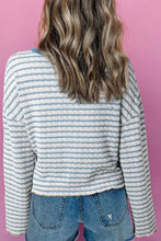 Load image into Gallery viewer, Striped Round Neck Dropped Shoulder Long Sleeve Top
