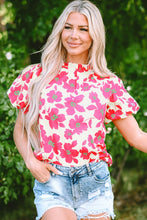 Load image into Gallery viewer, Printed Mock Neck Puff Sleeve Blouse
