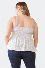 Load image into Gallery viewer, Zenobia Plus Size Frill Smocked Floral Sweetheart Neck Cami
