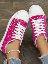 Load image into Gallery viewer, Sequin Round Toe Flat Sneakers

