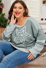 Load image into Gallery viewer, Plus Size Star Round Neck Long Sleeve Top
