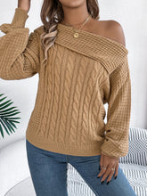 Load image into Gallery viewer, Cable-Knit One Shoulder Long Sleeve Sweater
