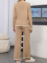 Load image into Gallery viewer, Contrast Trim Round Neck Top and Pants Sweater Set
