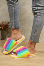 Load image into Gallery viewer, Color Block Open Toe Faux Fur PVC Slippers
