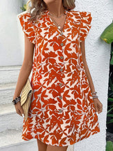 Load image into Gallery viewer, Printed Notched Cap Sleeve Mini Dress
